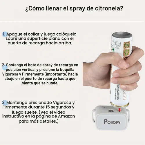 Vista 7 de Collar de entrenamiento para perros de citronela con control remoto. No puede funcionar automáticamente, 3 modos y 3 niveles de pulverización