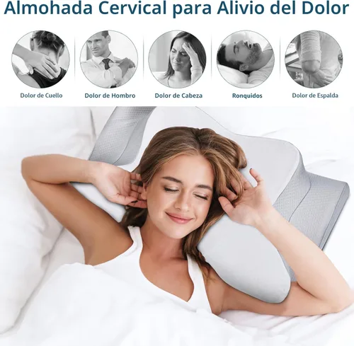 Vista 3 de Cervicac Almohada cervical para aliviar el dolor, almohada ergonómica para dormir de lado para soporte del cuello, almohada cervical ortopédica