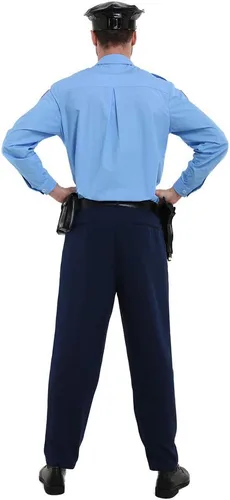 Vista 3 de Haikyuu - Disfraz de oficial de policía para hombre, uniforme azul con gorra para Halloween