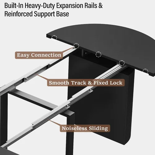 Vista 5 de weselon Mesa de comedor extensible de 42 a 105 pulgadas para 4 a 12, mesa de comedor ovalada expandible con base de pedestal estriada y pata