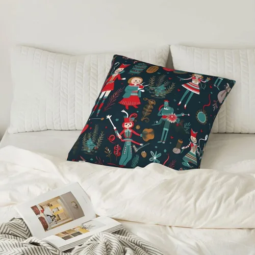 Vista 6 de Fundas de almohada decorativas de 20 x 20 pulgadas, fundas de almohada de doble cara para sofá de mujer, cascanueces de ballet, Navidad, baile