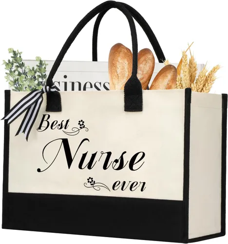 Vista 30 de shenee Initial Canvas Tote Bag, Personalized Beach Bags Gift for Women