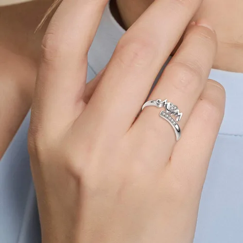 Vista 6 de YFN Anillo de plata de ley 925 para mamá anillo de madre joyería para mujer Plata de ley