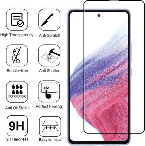 Vista 2 de Protector de pantalla de cobertura completa para Galaxy A53 5G, 2 unidades, seda negra, antiarañazos, fácil de instalar, película protectora