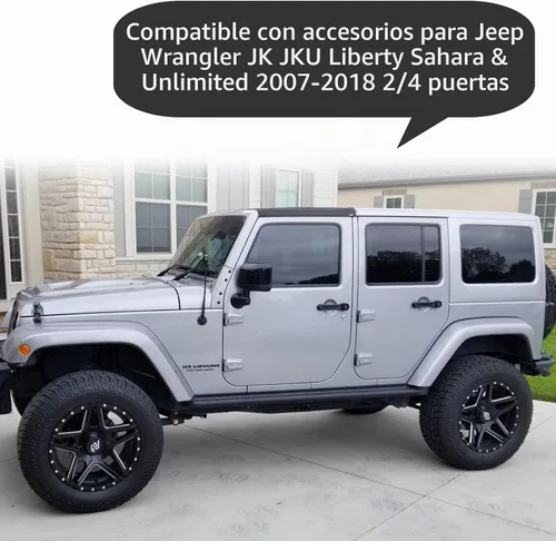 Vista 3 de Insertos de Cubierta de Manijas de Puerta Lateral Trim Compatible con Accesorios Jeep Wrangler JK JKU Liberty Sahara y Unlimited 2007-2018 Manijas