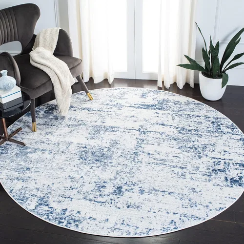 Vista 28 de SAFAVIEH Amelia Collection ALA700A - Alfombra decorativa de 2'2" x 4', diseño moderno abstracto, color marfil y azul, no desprende pelusa y de fácil