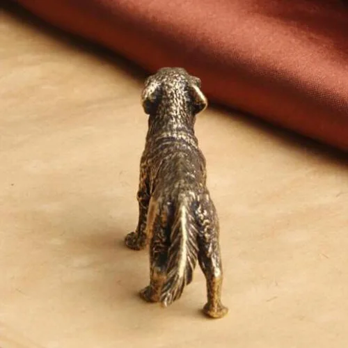 Vista 3 de TEAMWILL Estatua de perro de latón Mini Golden Retriever Figurine Ornamento Animal Fingurines