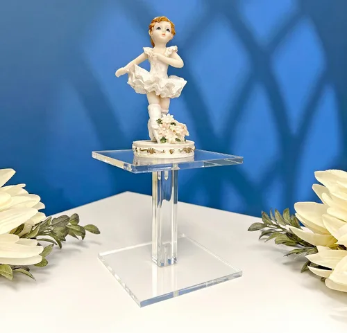 Vista 3 de Plymor Elevador de exhibición de pedestal cuadrado de acrílico transparente, 4.5 pulgadas de alto x 4 pulgadas de ancho x 4 pulgadas de profundidad