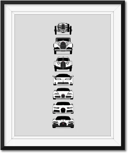 Vista 13 de Custom Car Posters Handmade Poster compatible with Bugatti Generations and Print of Best of Bugatti