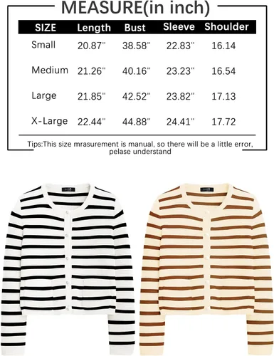 Vista 7 de AUTOMET Suéteres a rayas para mujer, ropa de otoño 2023, ropa de moda de otoño con botones y bolsillos