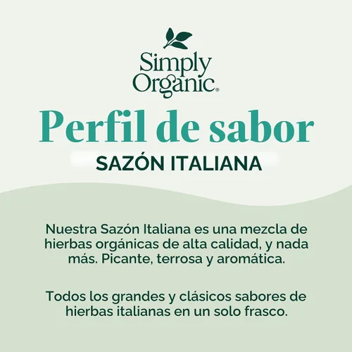 Vista 3 de Simply Organic Condimento italiano orgánico certificado, 0.95 onzas envase