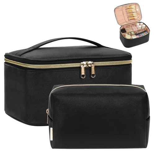 Vista 21 de OCHEAL - Bolsa de maquillaje portátil para cosméticos, estuche organizador de viaje de gran capacidad para mujeres, bolsa de aseo para niñas