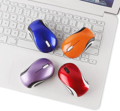 Vista 7 de YOCUNKER Mini mouse inalámbrico ultra portátil, 1000DPI Inalámbrico, 2.4 GHz con receptor USB, seguimiento óptico, 3 botones, PCportátil (rojo)