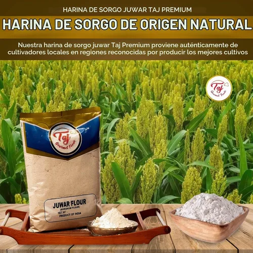 Vista 3 de TAJ - Harina de sorgo prémium de Juwar, Jowar, sin sal, 2 libras