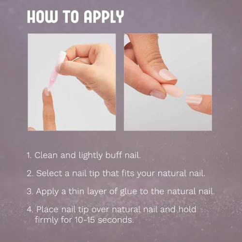 Vista 5 de Ardell Nail Addict - Juego de uñas artificiales premium, mármol morado degradado