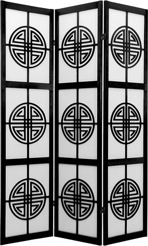 Vista 3 de Red Lantern Pantalla Shoji de larga duración de 6 pies de alto, 4 paneles, color negro