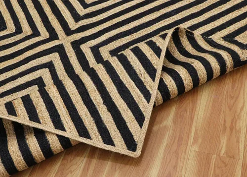 Vista 34 de Natural Jute Collection - Alfombra rectangular de 2 x 3 pies, alfombra de yute trenzada a cuadros multicolor de 0.27 pulgadas de grosor, ideal