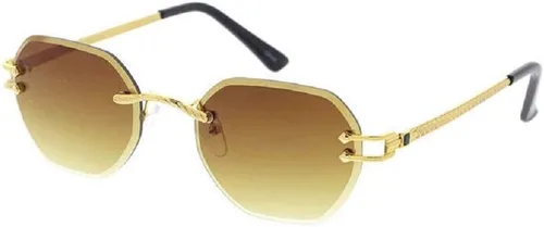 Vista 2 de Dweebzilla Lentes redondas de lujo geométricas sin montura delgadas Gafas de sol aviador
