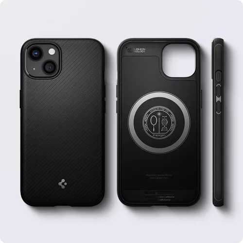 Vista 7 de Spigen Mag Armor (MagFit) compatible con MagSafe diseñada para iPhone 13 (2021), color negro mate MagFit