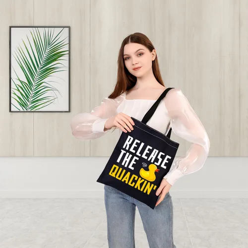 Vista 6 de BDPWSS Bolsa de goma para amantes del pato, regalo para amantes del pato, bolso de patos amarillos para el dueño del pato, regalo de mamá de pato