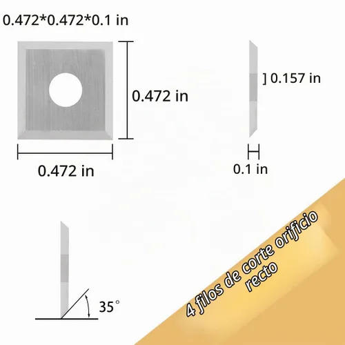 Vista 2 de Insertos de carburo de esquinas cuadradas K1215-0.472 in 4 bordes