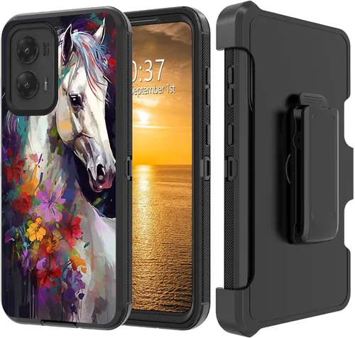 Vista 103 de Funda para Moto G Stylus 5G 2023 con funda de clip para cinturón y soporte, resistente de doble capa, resistente a prueba de golpes, para Motorola