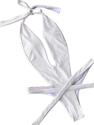 Vista 6 de Avanova Traje de baño de una pieza para mujer, con tirantes fruncidos, espalda descubierta, monokini