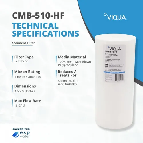 Vista 6 de Viqua CMB-510-HF - Filtro de sedimentos original de 5 micras, 4.5 x 10 pulgadas