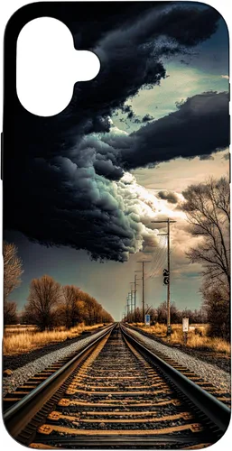 Vista 23 de Railroad Train Tracks Storm - Carcasa para iPhone 17