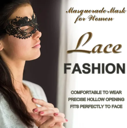 Vista 4 de Máscara de mascarada para mujer, máscara de encaje para Halloween, carnaval, Mardi Gras, disfraz de fiesta