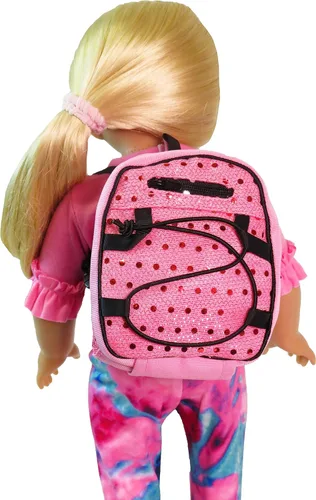Vista 4 de American Fashion World Mochila escolar de lentejuelas rosas para muñecas de 14 pulgadas Calidad premium y diseño moderno Accesorios para muñecas