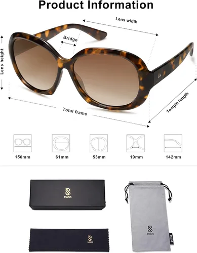 Vista 4 de SOJOS Gafas de sol polarizadas vintage para mujer de gran tamaño con marco grande protección UV SJ2209