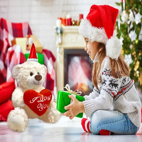Vista 5 de I Love You'' - Oso de peluche blanco con corazón, recuerdo, animales de peluche suaves, lindo oso con corazón para mamá, papá, aniversario, San