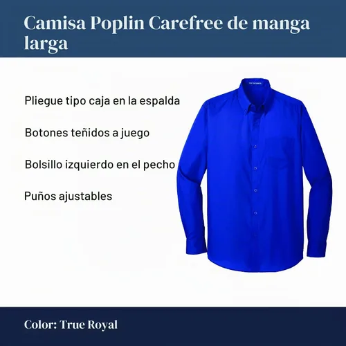 Vista 6 de Port Authority Camisa de popelina sin preocupaciones de manga larga Negro profundo
