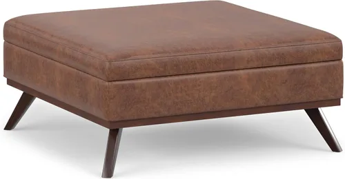 Vista 29 de SIMPLIHOME Owen - Otomana cuadrada con aspecto de lino de 36 pulgadas de Natural