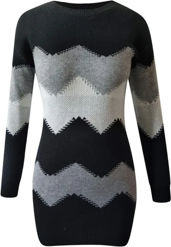 Vista 3 de Vestidos blancos, vestido corto de gasa de manga larga con cuello redondo floral con dobladillo con volantes, acampanado, vestido corto de gasa