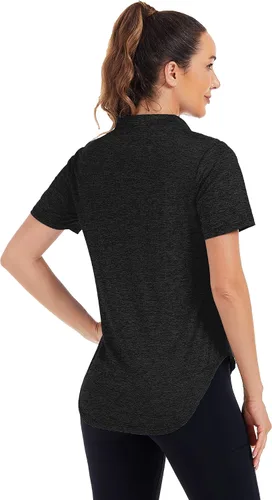 Vista 5 de Stiehiok Camisetas de gimnasio de manga corta para mujer, camisetas de entrenamiento de secado rápido, camisetas atléticas de yoga y golf