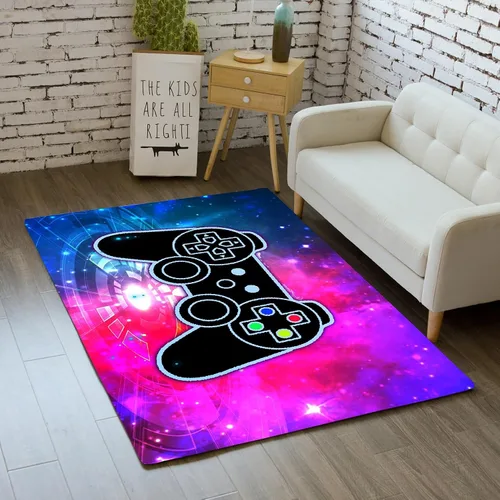 Vista 22 de Alfombra de suelo con estampado de videojuegos 3D para niños, alfombra pequeña roja para dormitorio, tapete de piso para habitación de niños