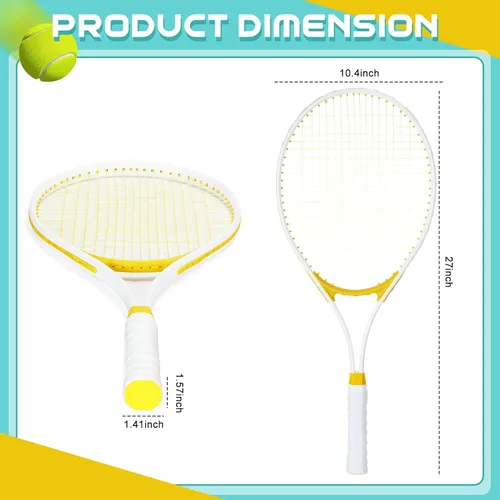 Vista 3 de Liliful 4 raquetas de tenis para adultos recreativas para 4 jugadores, raquetas de tenis de 27 pulgadas, raquetas de tenis ligeras a granel