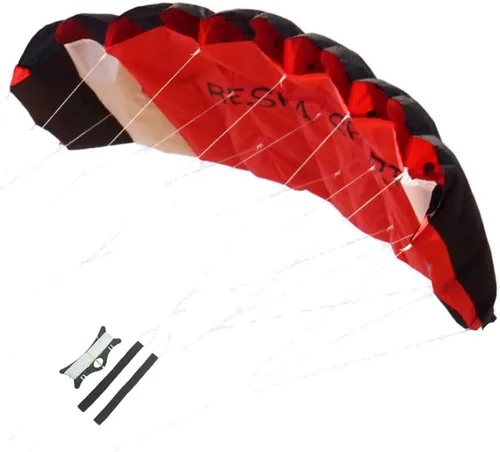 Vista 8 de Besra - Enorme cometa de 74 pulgadas de doble línea para acrobacias con paracaídas con herramientas de vuelo 1.9 m de potencia para kitesurf. Azul