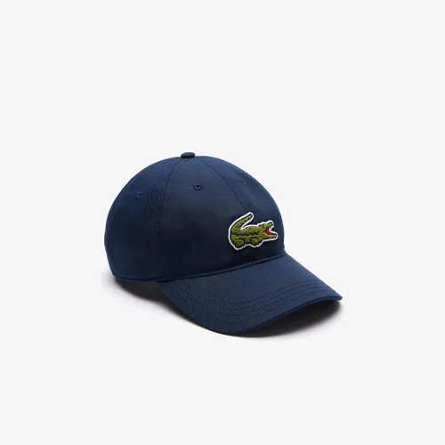 Vista 2 de Lacoste Gorra unisex de sarga de algodón con diseño de cocodrilo, talla única, azul marino