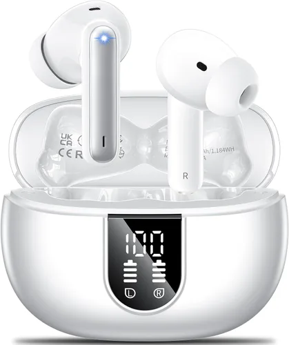 Vista 11 de Auriculares inalámbricos, auriculares inalámbricos 2024 HiFi estéreo con 4 micrófonos ENC con cancelación de ruido, 42 horas de reproducción Negro