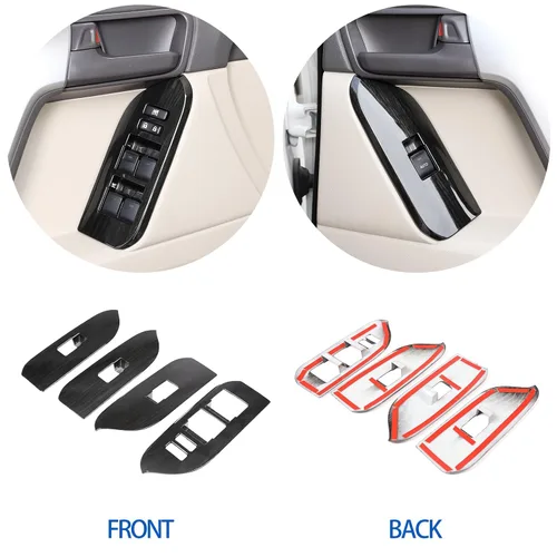 Vista 5 de Ajuste para Toyota Land Cruiser Prado FJ150 150 2014-2018 ABS Cubierta del marco del interruptor del botón de elevación de ventana, panel de botón