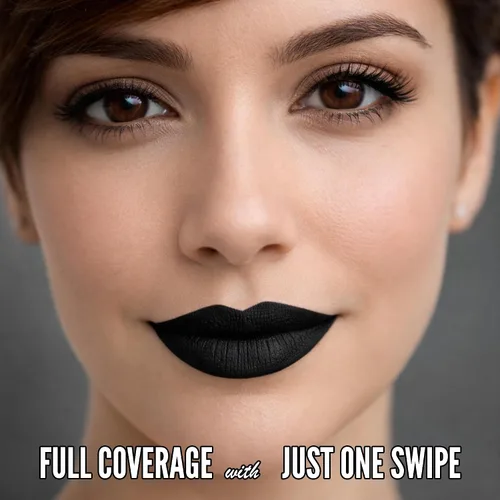 Vista 3 de Mynena Combo de lápiz labial negro azabache de larga duración con delineador de labios Resistente al agua y a prueba de transferencia, cómodo e