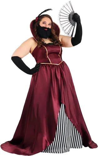 Vista 2 de Disfraz de circo barbudo para mujer de talla grande