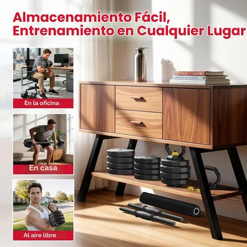 Vista 6 de FEIERDUN Juego de mancuernas ajustables, juego de pesas libres de 48/68/88 libras con 4 modos, se utiliza como barra, pesas rusas, soporte