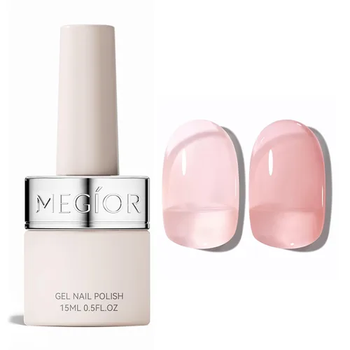 Vista 97 de MEGIOR Esmalte de uñas de gel libre de TPO, 0.5 onzas líquidas, base de gel transparente para remojar la lámpara de uñas LED, capa base de larga