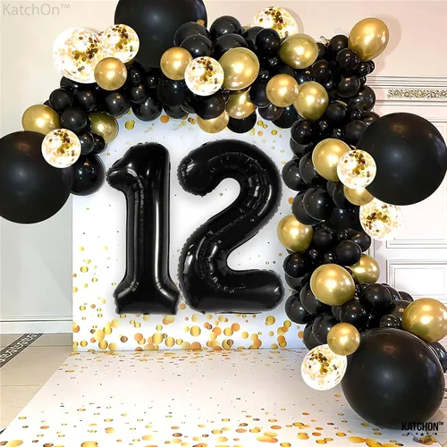 Vista 8 de KatchOn, Globo gigante negro con el número 12 de 40 pulgadas, decoración