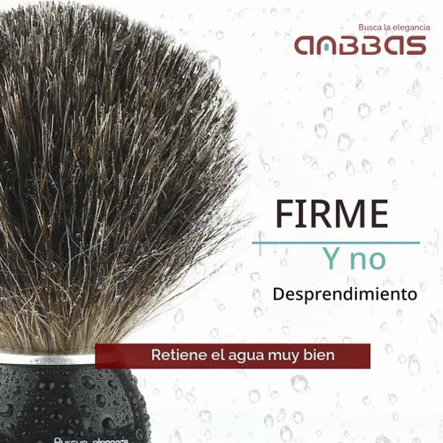 Vista 3 de Kit de afeitado Anbbas con brocha de cerdas de tejón puro, mango de madera negra y barra de jabón recargable de 100g, soporte de afeitado de acero