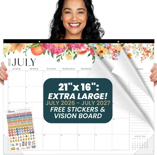 Vista 10 de bloom daily planners Calendario de escritorio 2026-2027 – Calendario de pared grande del año académico (julio de 2026 a julio de 2027) – 21 x 16